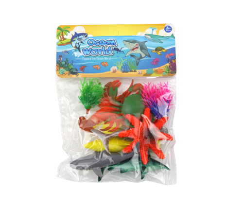 Set of Sea Animal Figurines 8 Pieces Aquatic Plants