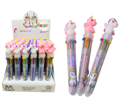 Multicolor Unicorn Automatic Pen 10 Colors Mix