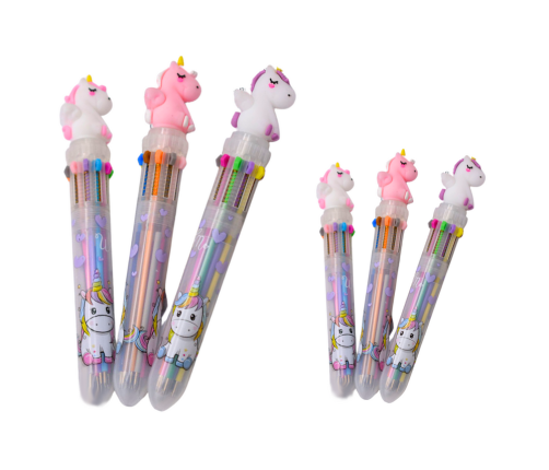 Multicolor Unicorn Automatic Pen 10 Colors Mix