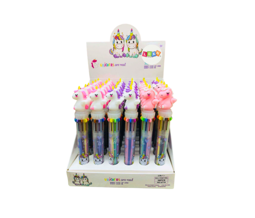 Multicolor Unicorn Automatic Pen 10 Colors Mix