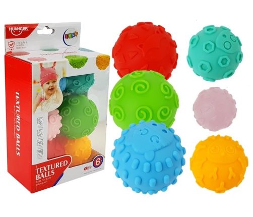 Balls of different size and structure for a baby 6 pcs