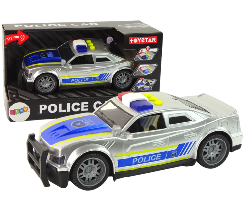 Car Police 1:14 Lights Sounds Silver