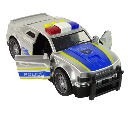 Car Police 1:14 Lights Sounds Silver