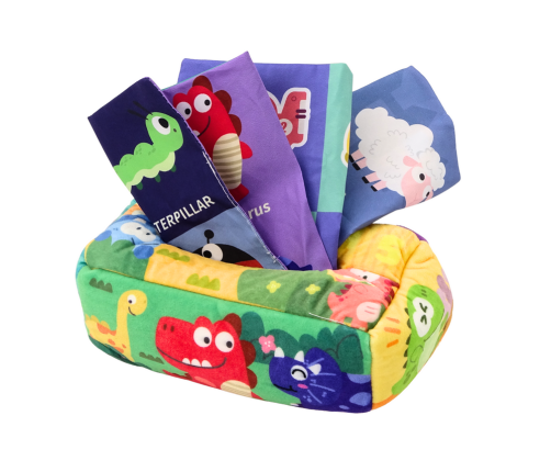 Soft Tissue Box with 6 fabrics and 3 rustling colorful wipes