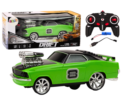 Remote Control Car 1:18 Drift 360 Lights Sounds Green