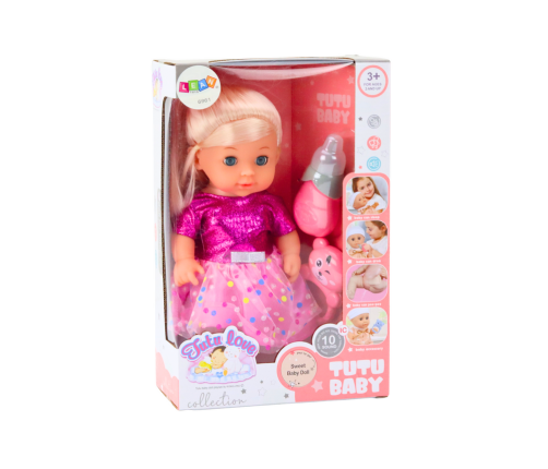 Doll In Pink Dress Peeing Bottle Rattle Sounds