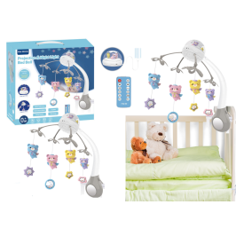 Crib Carousel Projector Remote Control Melodies Animal Sounds Gray