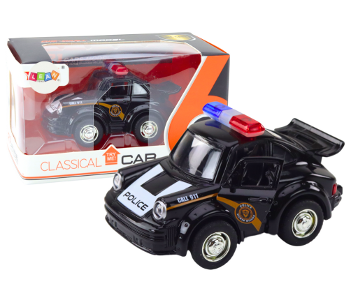 Classic Police Car 1:38 Drive Lights Sounds Black