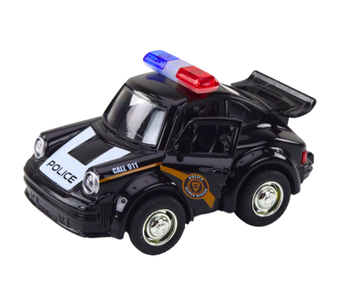 Classic Police Car 1:38 Drive Lights Sounds Black