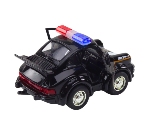 Classic Police Car 1:38 Drive Lights Sounds Black