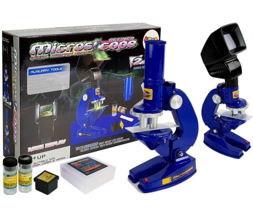 Children's microscope, educational scientist, blue 100x 200x 450x