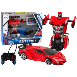 Car Robot Transformers 2in1 Pilot R/C Light Sound Drift Colour Red