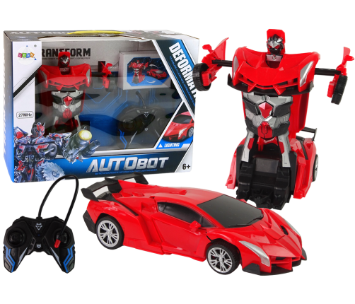 Car Robot Transformers 2in1 Pilot R/C Light Sound Drift Colour Red