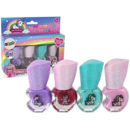 Beauty Set of Nail Polishes 4 Pieces Unicorns Colors