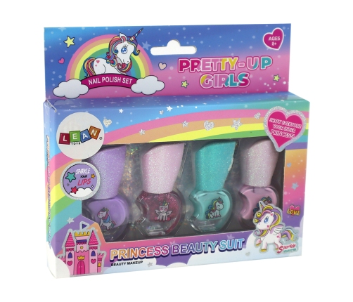 Beauty Set of Nail Polishes 4 Pieces Unicorns Colors