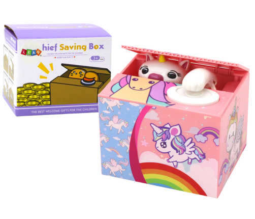 Piggy bank Unicorn Learning to save Unicorn Pink Melody