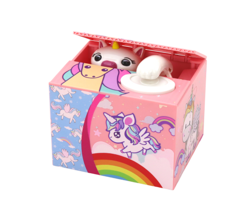 Piggy bank Unicorn Learning to save Unicorn Pink Melody