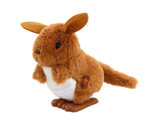 Jumping Kangaroo Wind-Up Plush Toy Decoration Brown