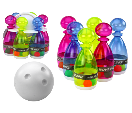 Bowling Set of 6 Transparent Colorful Bowling Pins