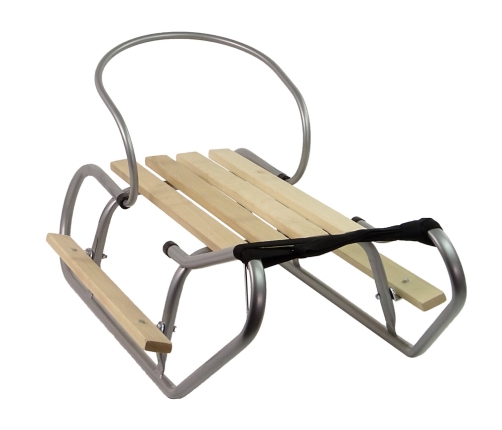 Metal Sled with backrest Strap Silver