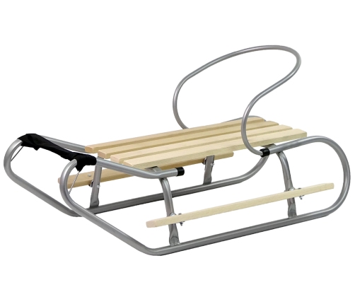 Metal Sled with backrest Strap Silver