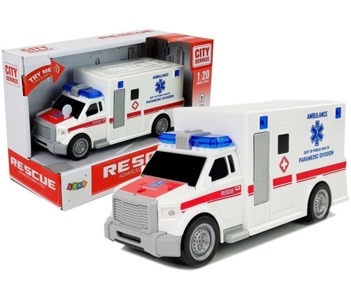 1:20 friction drive ambulance with sound