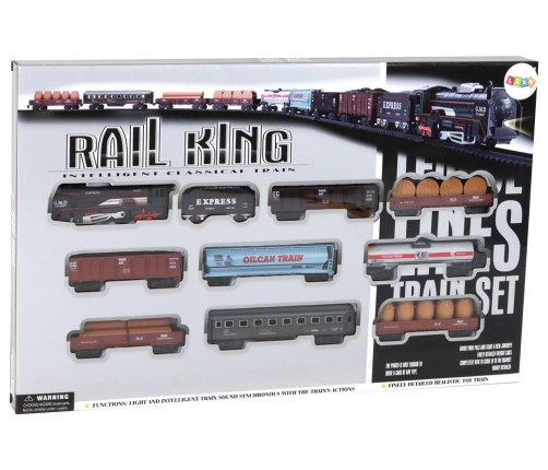 Railway King Set Including Locomotive & 9 Wagons 150 cm