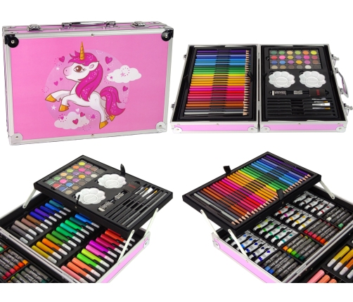 Large Artistic Set in a 145-piece suitcase Pink Unicorn