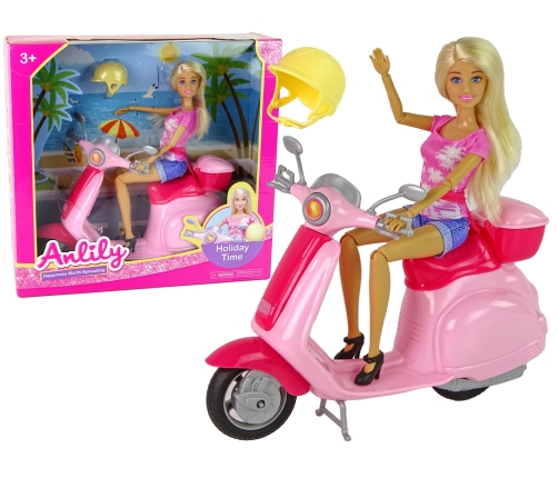 Anlily doll on a Pink Scooter Blonde Hair Helmet