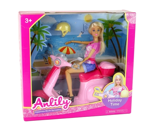 Anlily doll on a Pink Scooter Blonde Hair Helmet