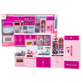 Kitchen Furniture Set for Dolls Fridge Stove Accessories Pink