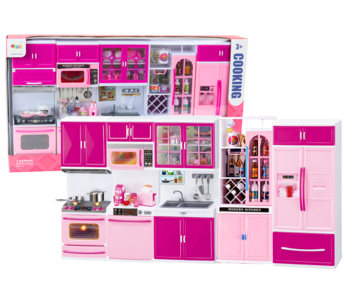 Kitchen Furniture Set for Dolls Fridge Stove Accessories Pink