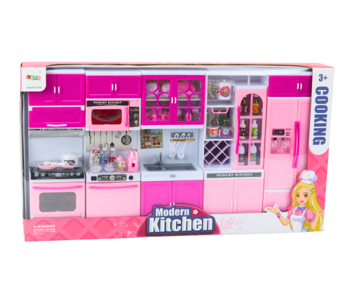 Kitchen Furniture Set for Dolls Fridge Stove Accessories Pink