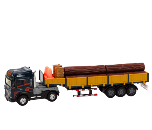 Wood Truck Blue Truck Trailer 1:24 Wood Logs Sounds Lights