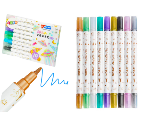 Metallic Markers Colored Markers Double-sided Set of 10 pcs.