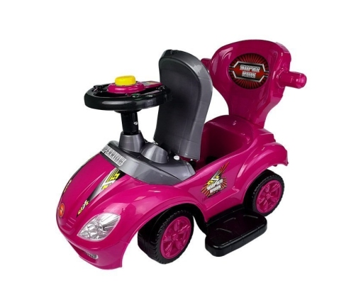 Stumjama mašīna ar rokturi Mega Car 3in1 Pink