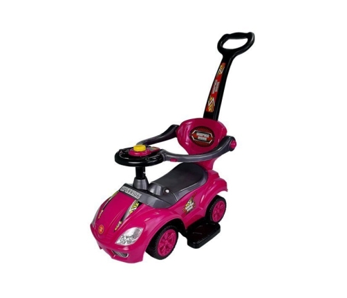 Stumjama mašīna ar rokturi Mega Car 3in1 Pink