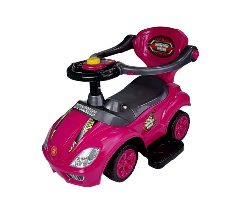 Stumjama mašīna ar rokturi Mega Car 3in1 Pink