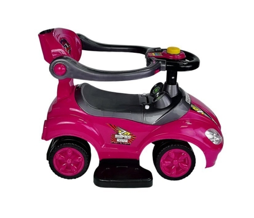 Stumjama mašīna ar rokturi Mega Car 3in1 Pink