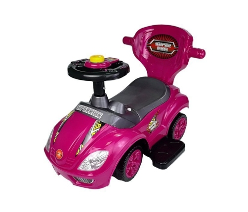 Stumjama mašīna ar rokturi Mega Car 3in1 Pink