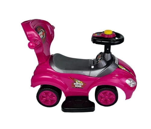 Stumjama mašīna ar rokturi Mega Car 3in1 Pink