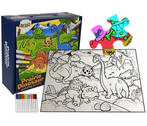 Puzzle Do Kolorowania Dinozaury Pisaki 24 elem