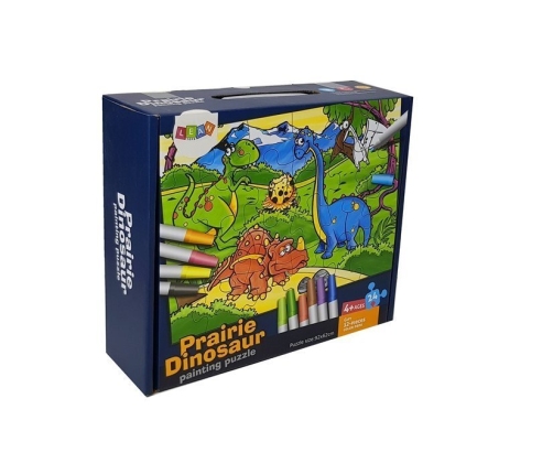 Puzzle Do Kolorowania Dinozaury Pisaki 24 elem