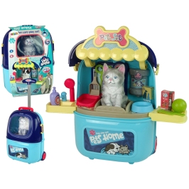 Cat Beauty Salon Set Pet in a Suitcase Backpack Blue