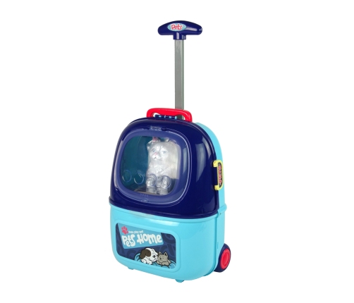 Cat Beauty Salon Set Pet in a Suitcase Backpack Blue