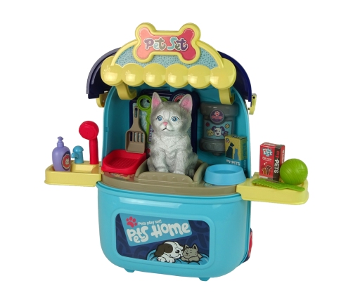 Cat Beauty Salon Set Pet in a Suitcase Backpack Blue