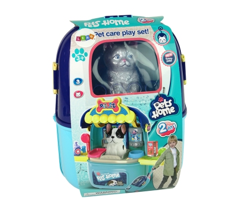 Cat Beauty Salon Set Pet in a Suitcase Backpack Blue