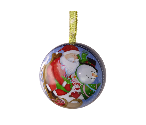 Metal Christmas Tree Decorative Metal Bomb Santa with Snowman Blue