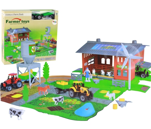 Set of Large Farm Tractor with Trailer Accessories 48 Elements