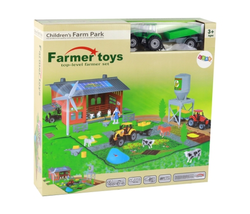 Set of Large Farm Tractor with Trailer Accessories 48 Elements